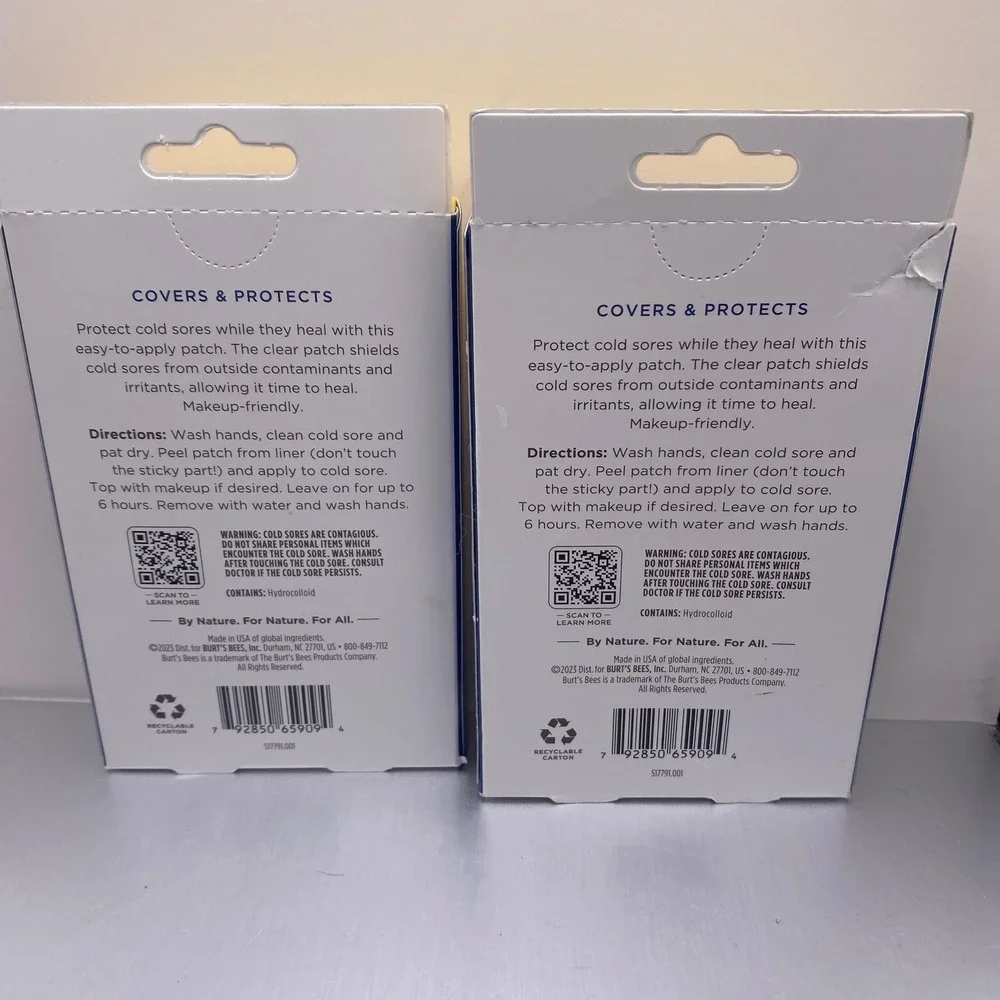 Burts Bees‎ Cold Sore Healing Patch 24 Count 2 Boxes Hydrocolloid Clear 2026 Exp
